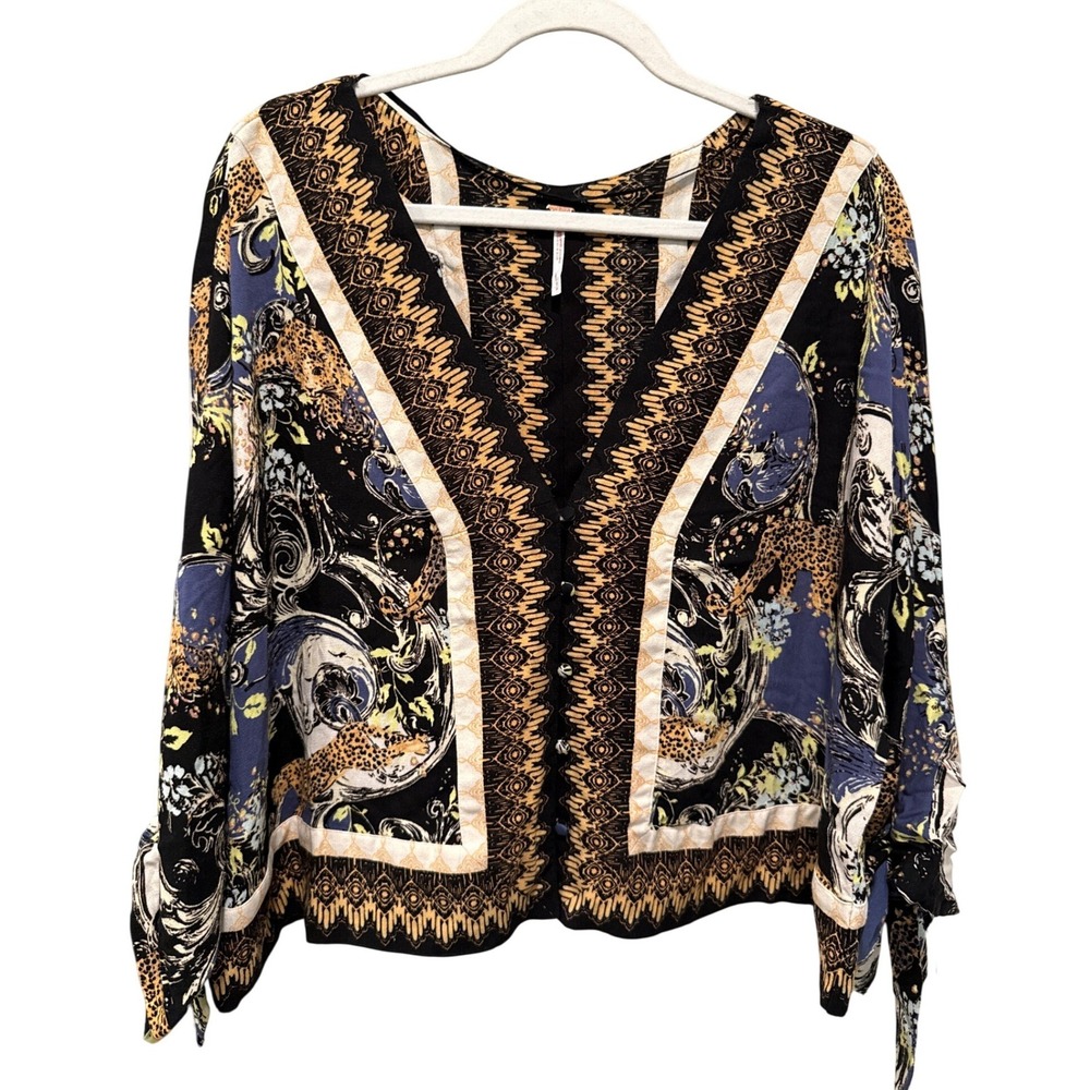 Free People Catch Me If You Can Top Cheetah Geometric Print‎ Festival Boho Small